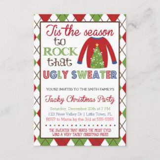 Tacky Ugly Sweater Holiday Party Kaart