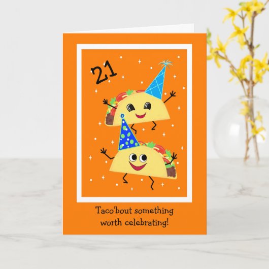 Taco 21st Birthday Card Kaart (Gele Bloem)