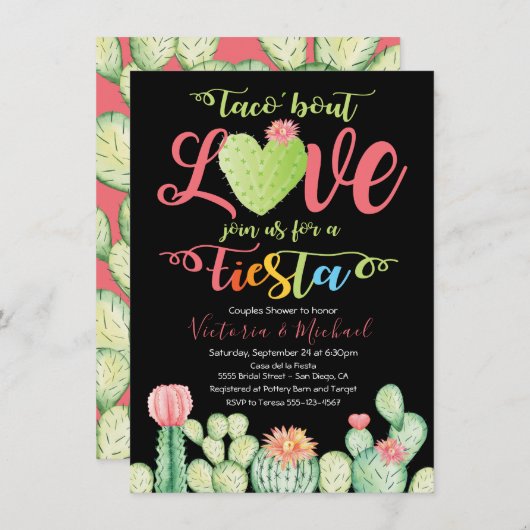 Taco À propos Amour Couples Douche Invitations (Devant / Derrière)