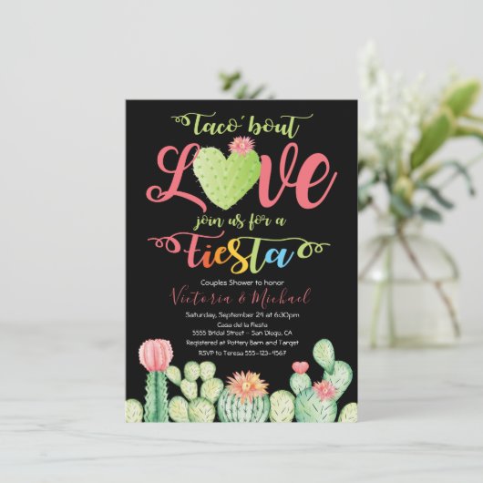 Taco À propos Amour Couples Douche Invitations (Debout devant)