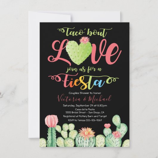 Taco À propos Amour Couples Douche Invitations (Devant)