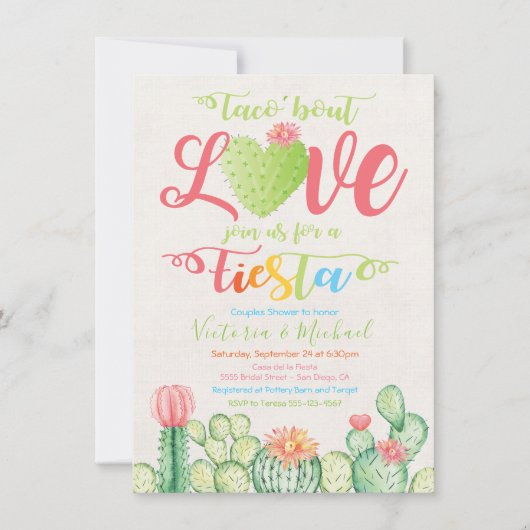 Taco À propos Amour Couples Douche Invitations (Devant)