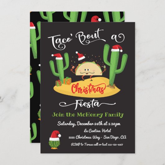 Taco' à propos de Noël Fiesta invitation (Devant / Derrière)