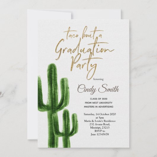 Taco à propos d'une fête de graduation Invitation (Devant)