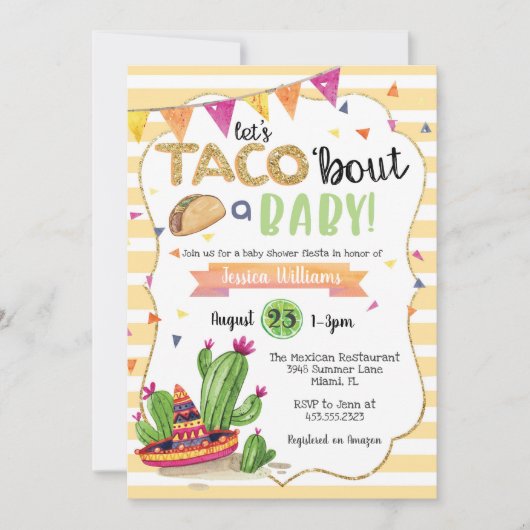 Taco à propos d'une invitation Baby shower (Devant)