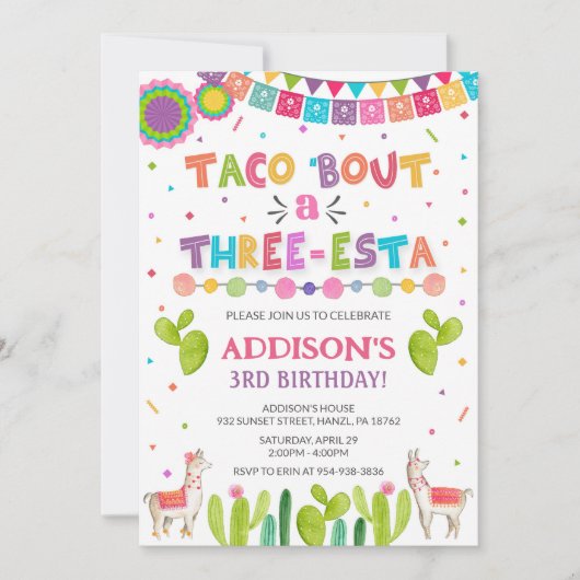 Taco à propos d'une invitation d'anniversaire de t (Devant)