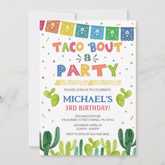 Taco à propos d'une invitation de fête (Devant)