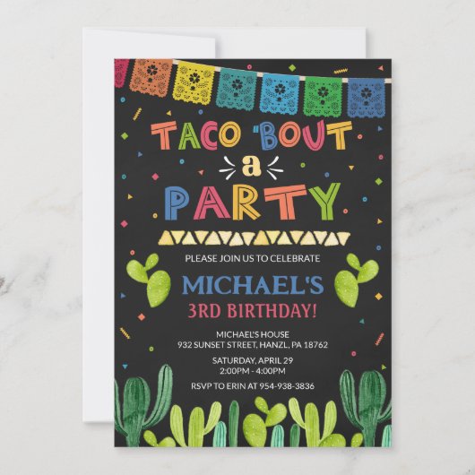 Taco à propos d'une invitation de fête (Devant)