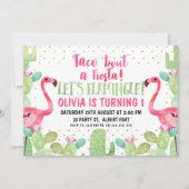 Taco 'About A Fiesta Flamingos Verjaardag Uitnodig Kaart (Voorkant)