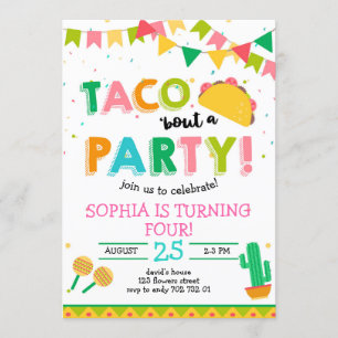 Taco 'about the Party Girl Fiesta Verjaardag Roze Kaart