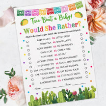 Taco Baby shower zou ze liever spel, Taco Bout