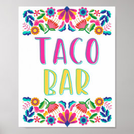 Taco Bar Fiesta Feest Mexicaanse Bloemen Poster