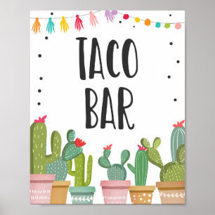 Taco Bar Mexicaans eten Cactus Fiesta Tafelbord Poster