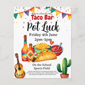 taco bar Pot luck Party fondsenwerving Flyer