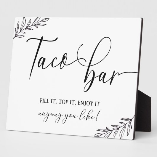 Taco Bar Wedding sign Tabletop Plaque with Easel Fotoplaat (Zijkant)
