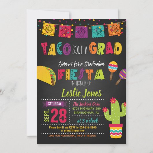Taco Bout a Afstudeerder Afstuderen Invitation Kaart (Voorkant)