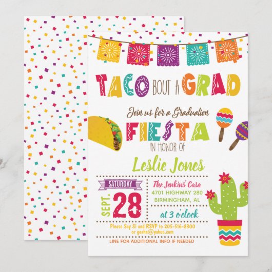Taco Bout a Afstudeerder Afstuderen Invitation - W Kaart (Voorkant / Achterkant)