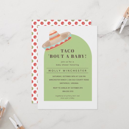 Taco Bout a Baby Baby shower Invitation (Devant/Arrière en situation)