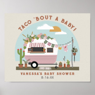Taco Bout a Baby Boho Camper Girl Baby shower Poster