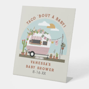 Taco Bout a Baby Boho Camper Girl Baby shower Reclamebord Met Voetstuk