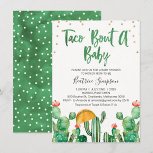 Taco Bout A Baby Cactus Baby shower Invitation Kaart