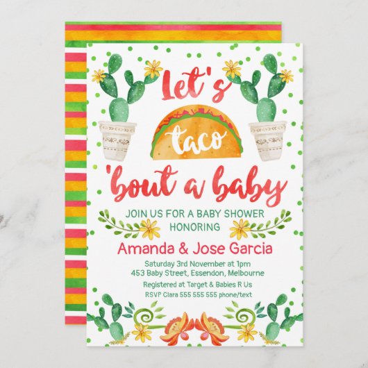 Taco Bout A Baby Invitation (Devant / Derrière)