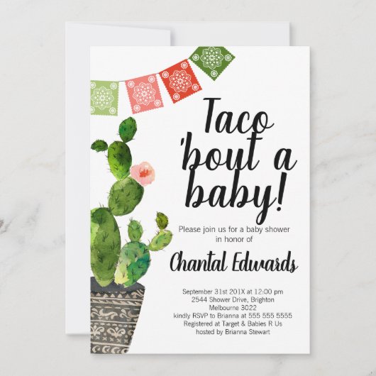 Taco Bout A Baby Invitation (Devant)