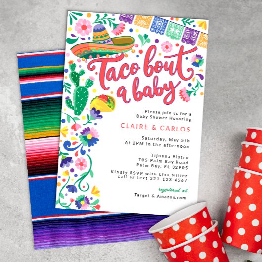 Taco 'Bout a Baby shower Invitation - Vibrant Fies