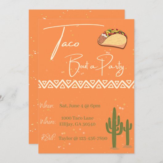 Taco 'Bout a Party | Invitations (Devant / Derrière)