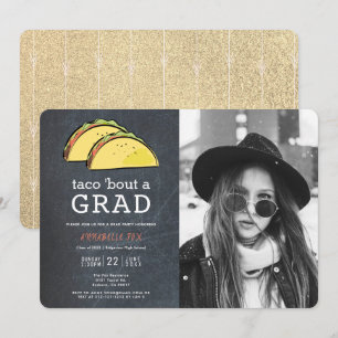 Taco Bout AFSTUDEERDER Photo Chalkboard Gold Afstu Kaart