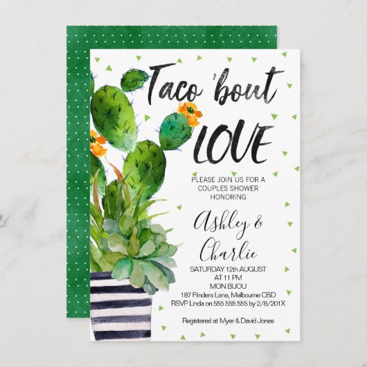 Taco Bout Amour Couples Douche Invitation (Devant / Derrière)