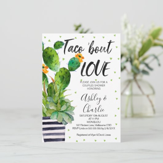 Taco Bout Amour Couples Douche Invitation (Debout devant)