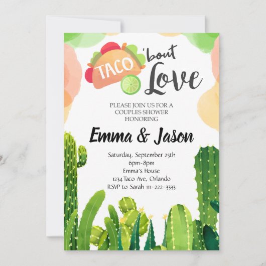 Taco Bout Amour Couples Douche Invitation (Devant)