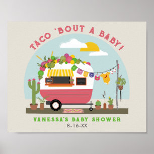 Taco Bout Baby Roze Camper Girl Baby shower Poster
