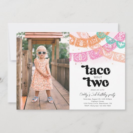 Taco Bout Deux Invitation Anniversaire (Devant)