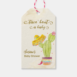 Taco 'Bout Een Baby Waterverf Cactus Baby shower Cadeaulabel
