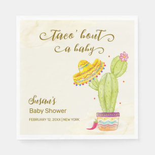 Taco 'Bout Een Baby Waterverf Cactus Baby shower Servet