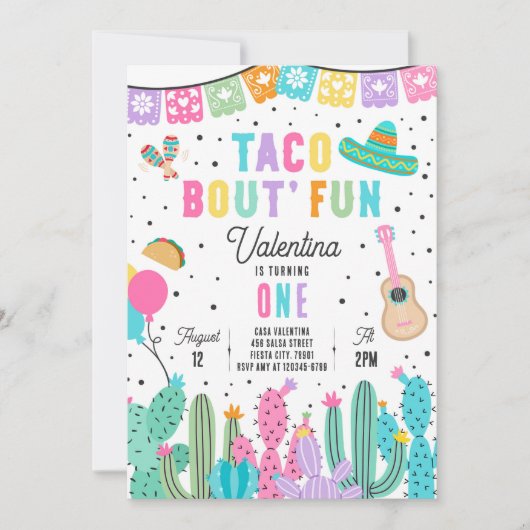 Taco Bout' Fun 1e Verjaardag Fiesta Mexicaanse Fee Kaart (Voorkant)