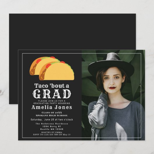 Taco Bout Graduation Party Photo Invitation (Devant / Derrière)