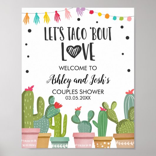 Taco Bout Love Couples Douche Cactus Affiche de bi (Devant)
