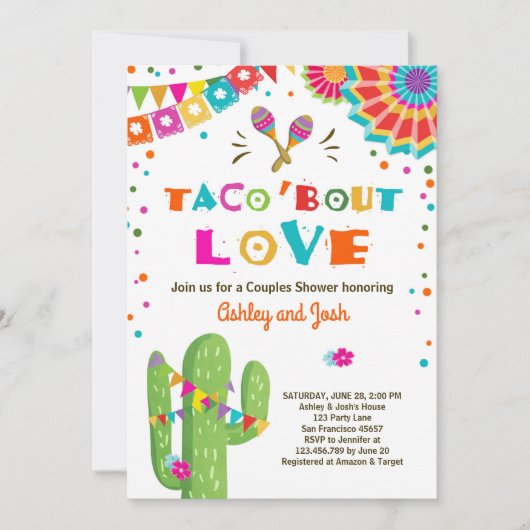 Taco Bout Love Fiesta Couples invitation douche (Devant)