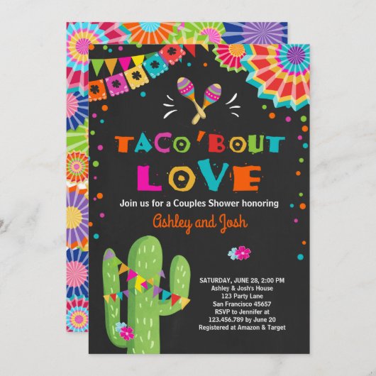 Taco Bout Love Fiesta Couples invitation douche (Devant / Derrière)