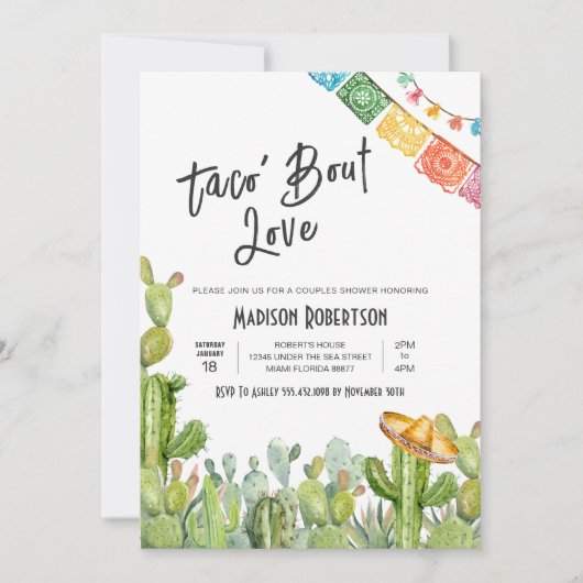 Taco 'Bout Love Fiesta Koppels feest Kaart (Voorkant)