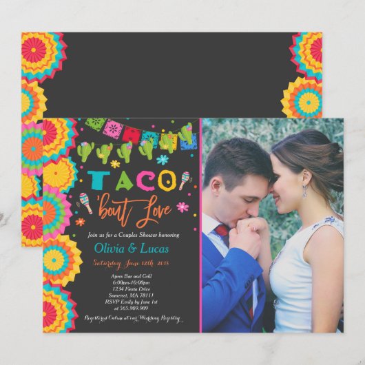 Taco Bout Love Invitation Couples Fiesta Shower Kaart (Voorkant / Achterkant)