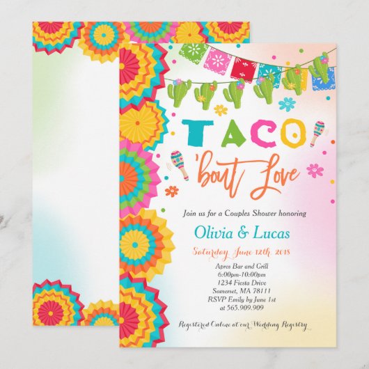 Taco Bout Love Invitation Couples Fiesta Shower Kaart (Voorkant / Achterkant)