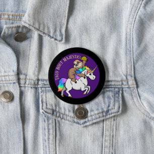 Taco Bout Majestic Sloth Riding Unicorn Ronde Button 7,6 Cm