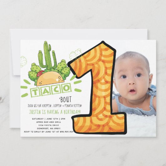 Taco Bout One | Eerste verjaardag Fiesta foto Kaart (Voorkant)