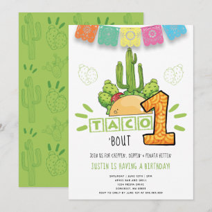 Taco Bout One Eerste verjaardag Fiesta Kaart