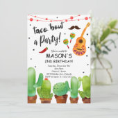 Taco Bout Party Fiesta Aquarelle Cactus Invitation (Debout devant)