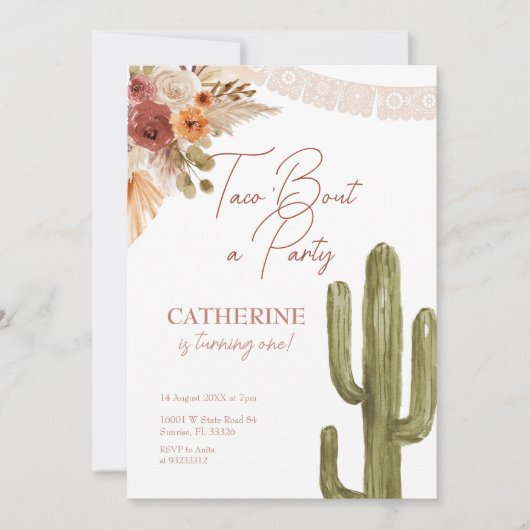 Taco 'Bout Party Fiesta Cactus Invitation (Devant)